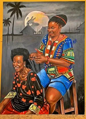 Daughter planting mummy's hair