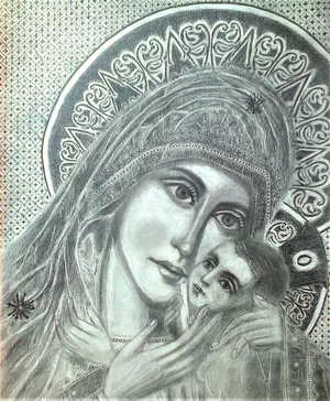 Virgin Mary and Jesus Christ, Russian Icon