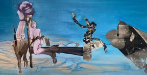 Dreams  Oil and Tranferred Image on Board.
